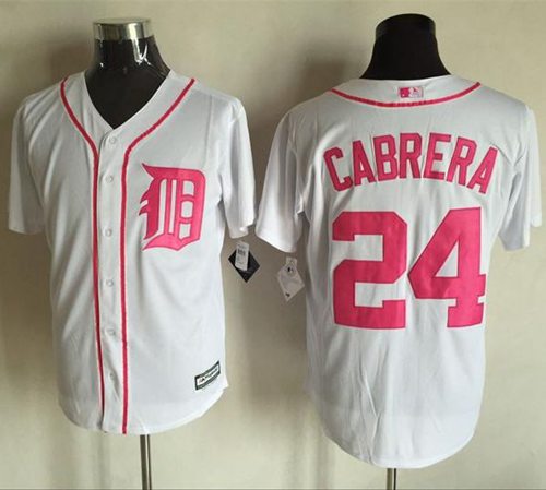 Tigers #24 Miguel Cabrera White New Cool Base Mother's Day Stitched MLB Jersey